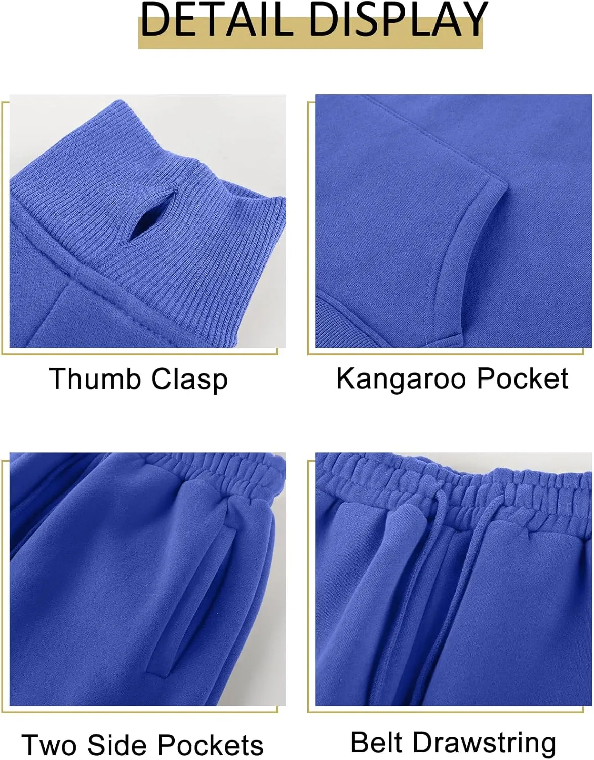 Kissonic Women's Fleece Jogger Sets 2 Pieces Sweatsuits Outfits Crop Top Hoodies Jogger Pants