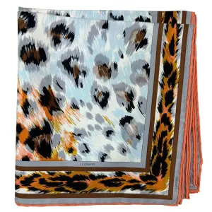 Leonard Paris Scarf Cheetah Design - Twill Silk Large Square Foulard