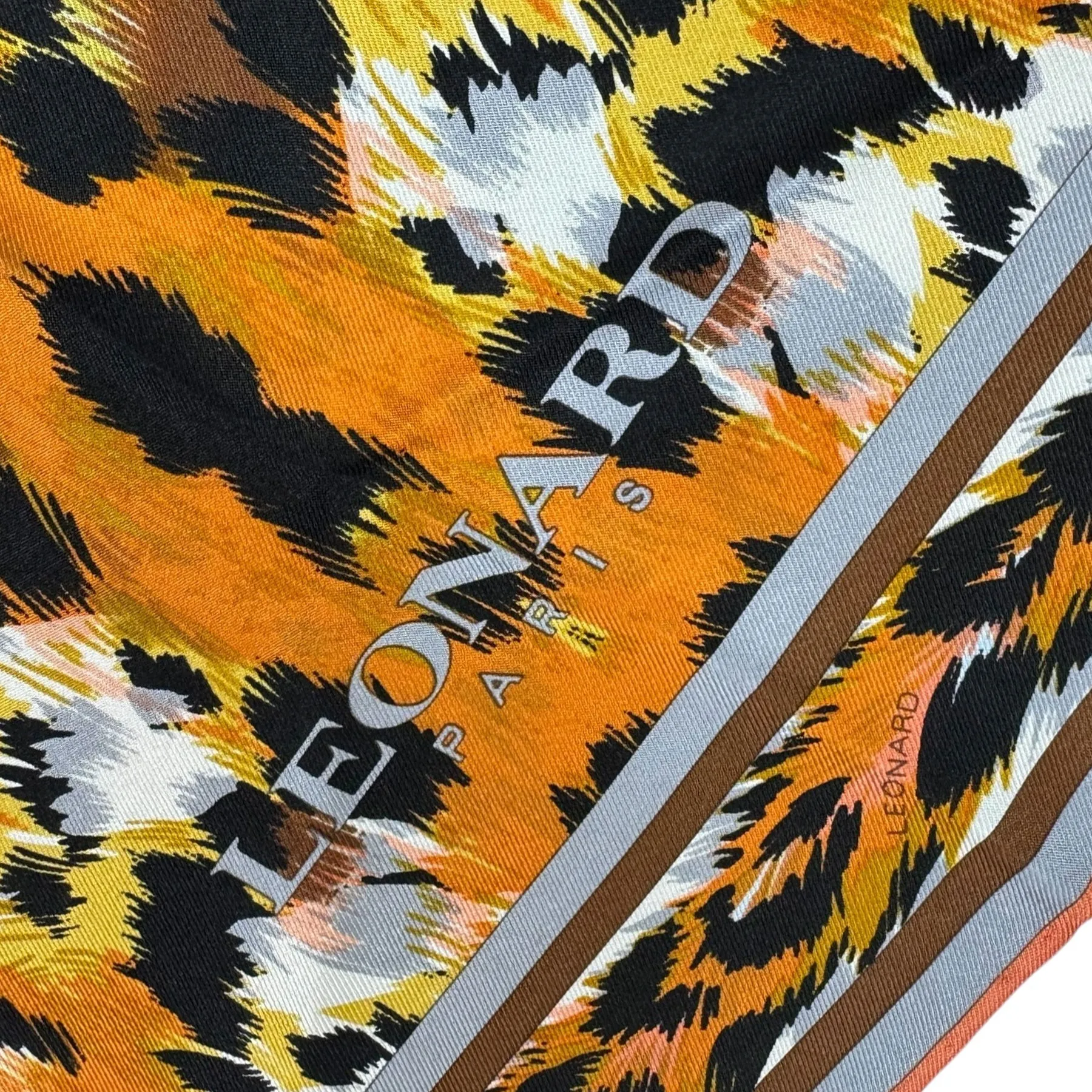 Leonard Paris Scarf Cheetah Design - Twill Silk Large Square Foulard