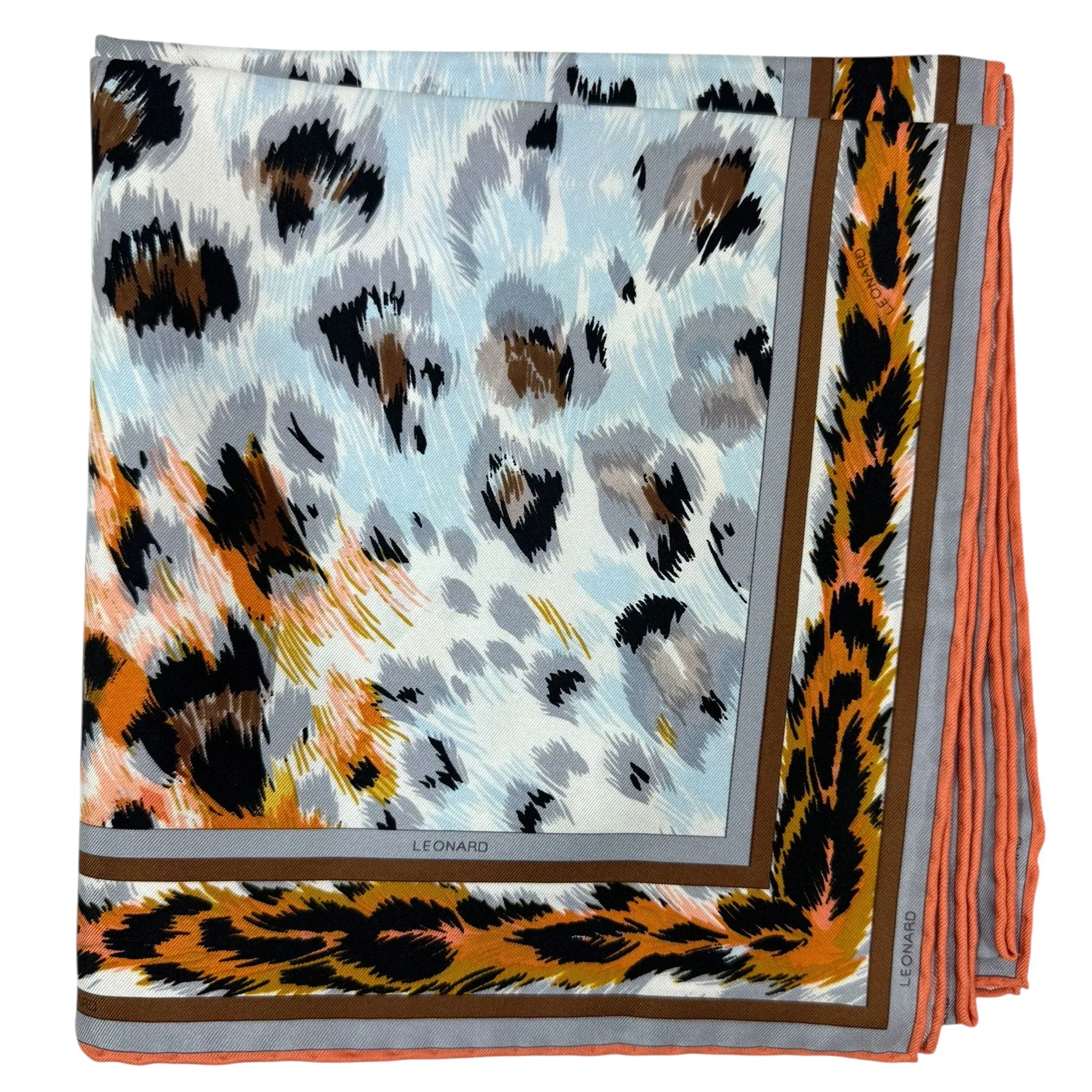 Leonard Paris Scarf Cheetah Design - Twill Silk Large Square Foulard