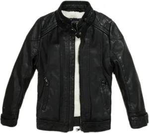 LJYH Boys Winter Pu Leather Jackets Children Velvet Motorcycle Thicken Coats