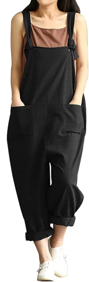 Lncropo Women's Plus Size Overalls Wide Leg Loose Baggy Jumpsuit Rompers