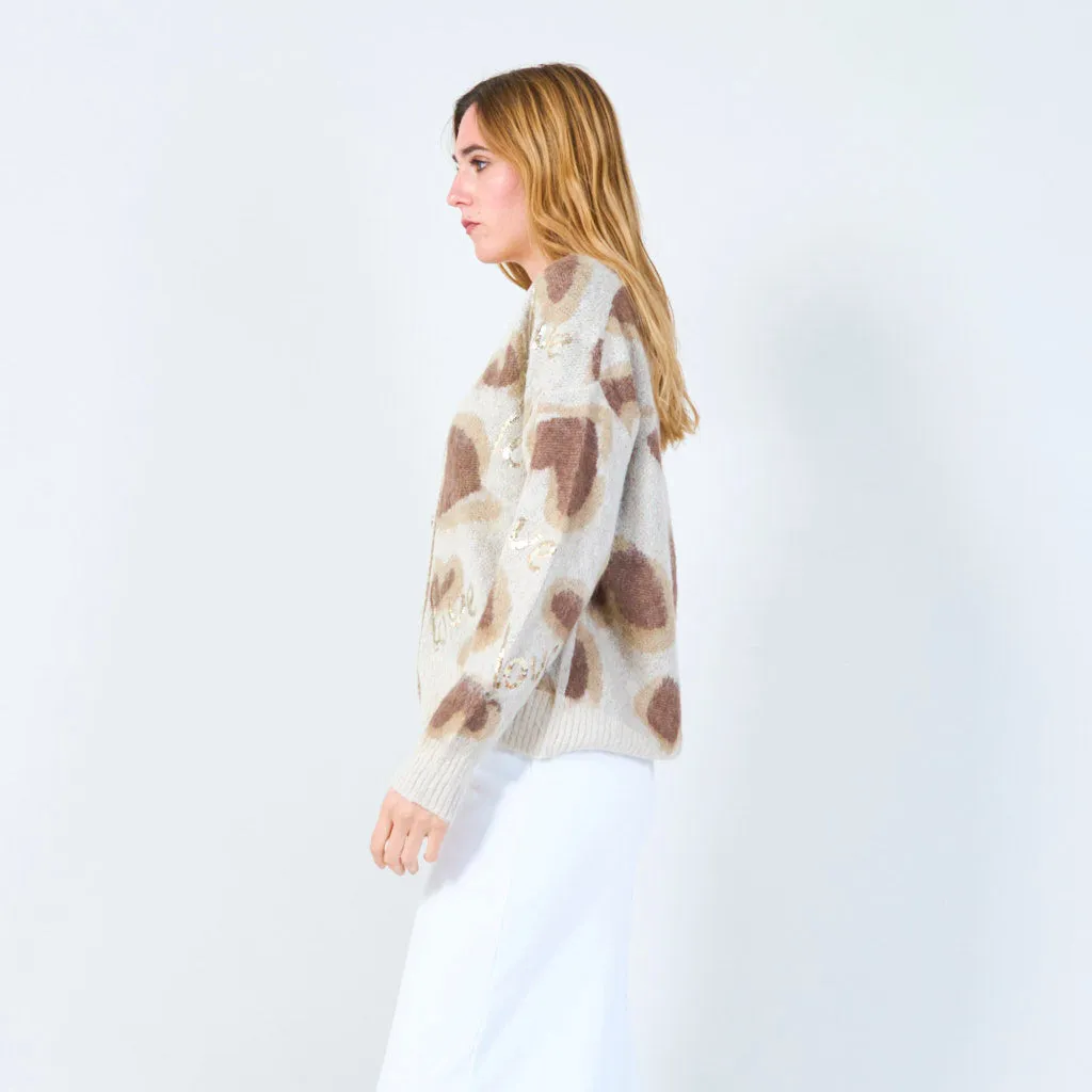 Love motif button-up cardigan wholesale