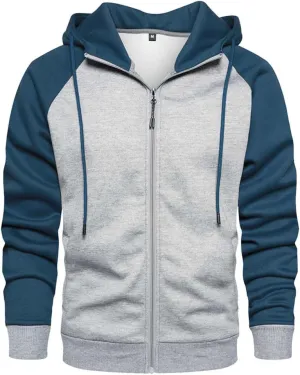 MANTORS Mens Fleece Jackets Contrast Hoodies Lightweight Sweatshirt Color Block Jacket Coats