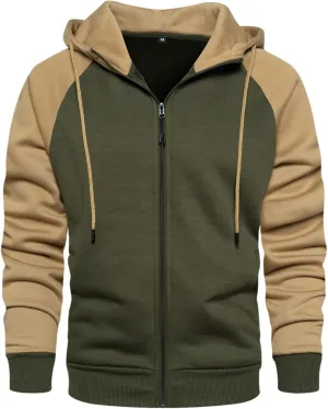 MANTORS Mens Fleece Jackets Contrast Hoodies Lightweight Sweatshirt Color Block Jacket Coats
