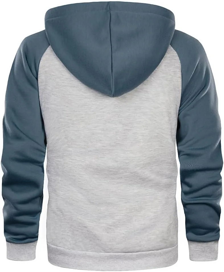 MANTORS Mens Fleece Jackets Contrast Hoodies Lightweight Sweatshirt Color Block Jacket Coats