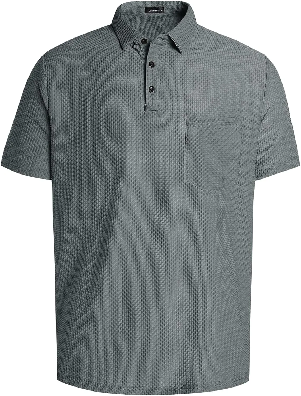Men's Casual Short Sleeve Bubble Jacquard Polo Shirt Solid Collared T-Shirt Golf Polo Shirts with Pocket