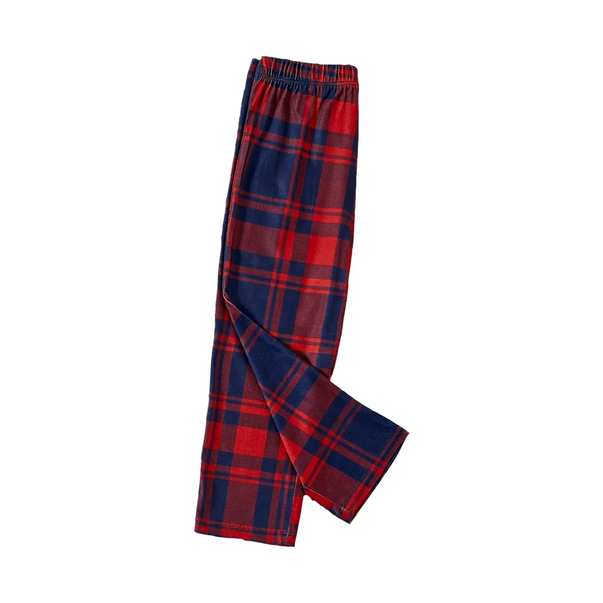 Merry Whatever Red Text With Green Cartoon Characters and Dog Pattern Blue Top Red&Blue Plaid Pants Family Matching Pajamas