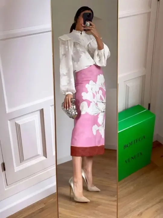 Monica Floral Midi Pencil Skirt