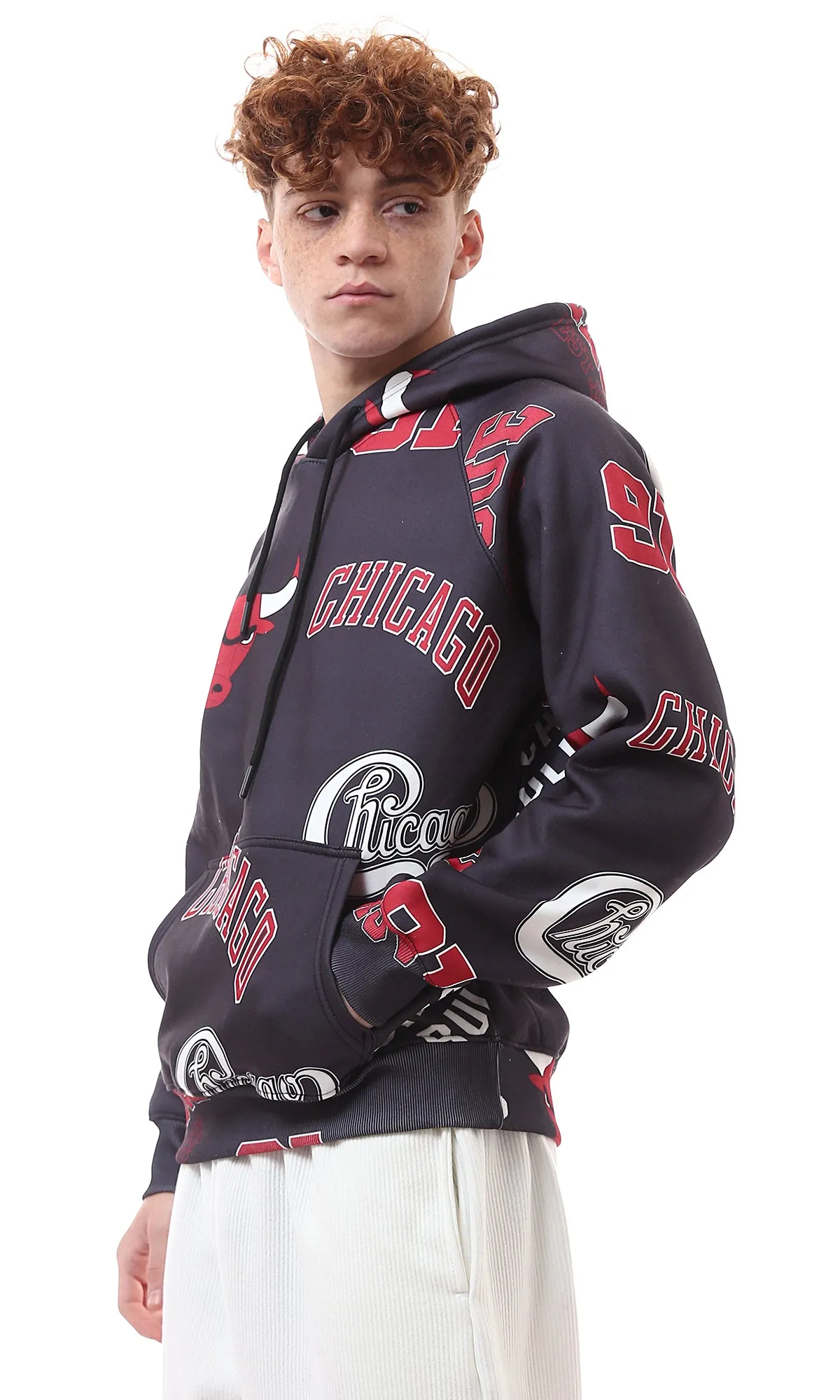 O175489 Hooded Neck With Drawstring Casual Hoodie - Multicolour