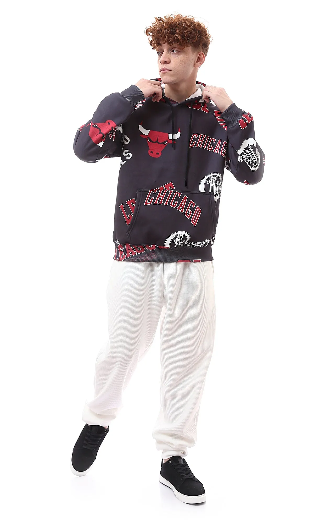 O175489 Hooded Neck With Drawstring Casual Hoodie - Multicolour