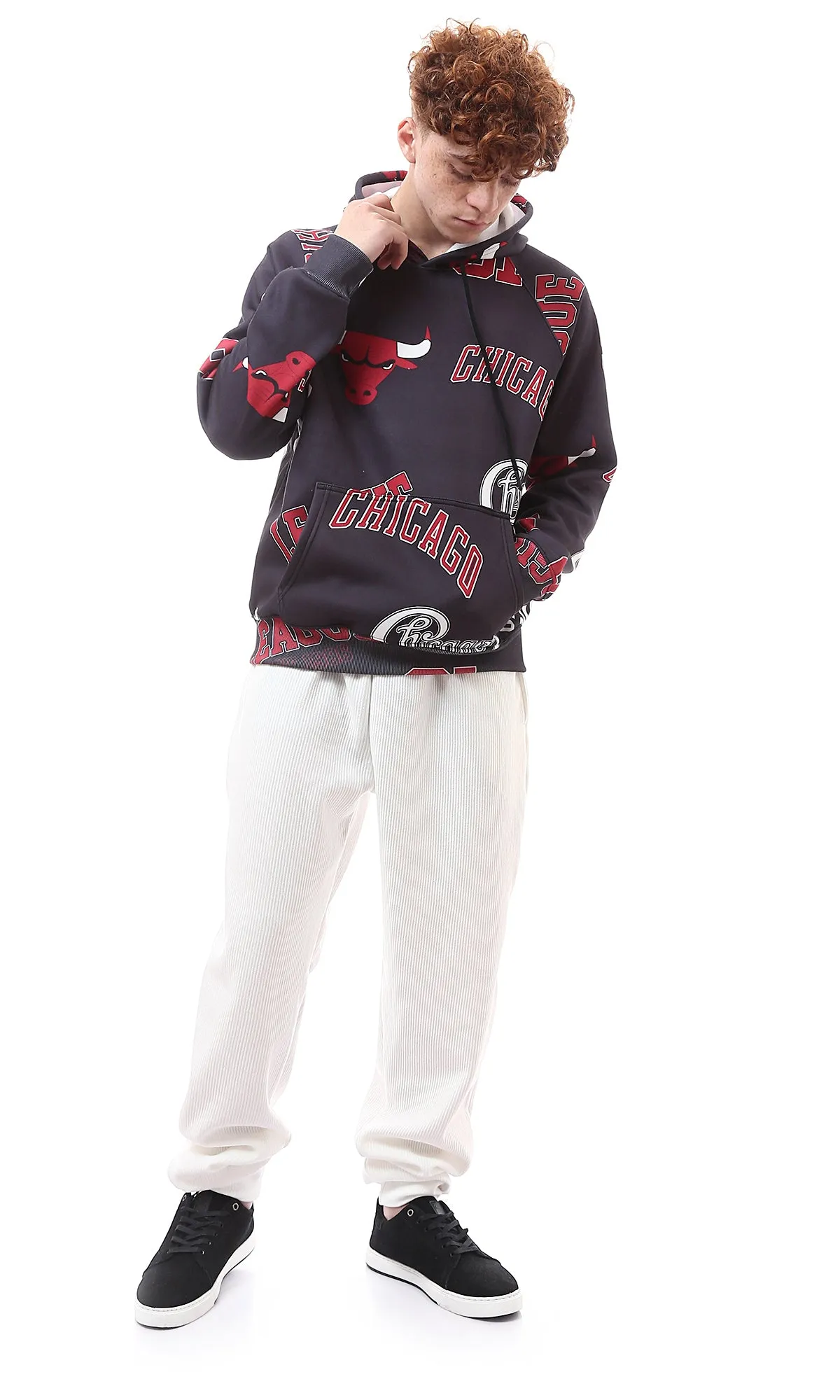 O175489 Hooded Neck With Drawstring Casual Hoodie - Multicolour