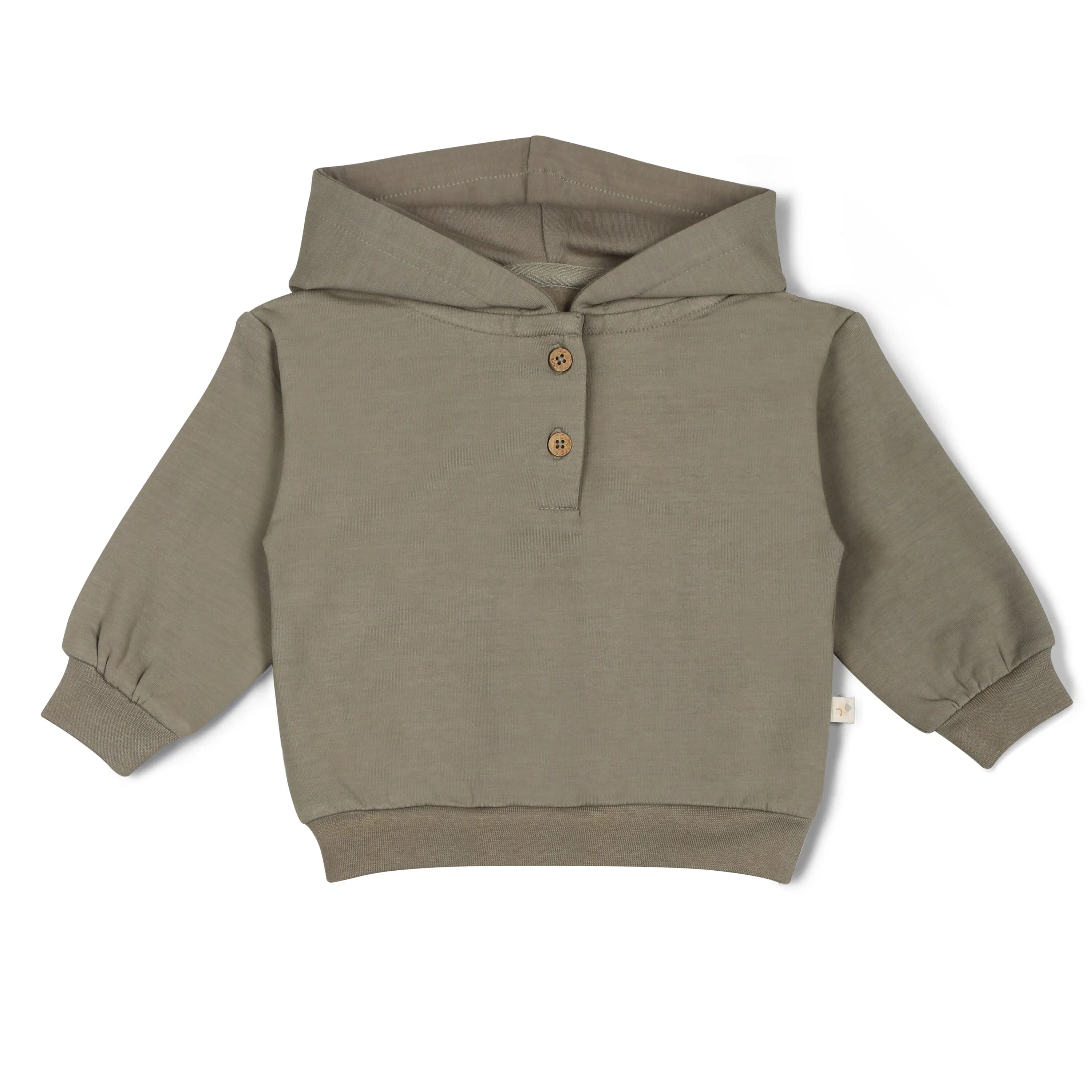 Organic Fleece Henley Hoodie | Olive