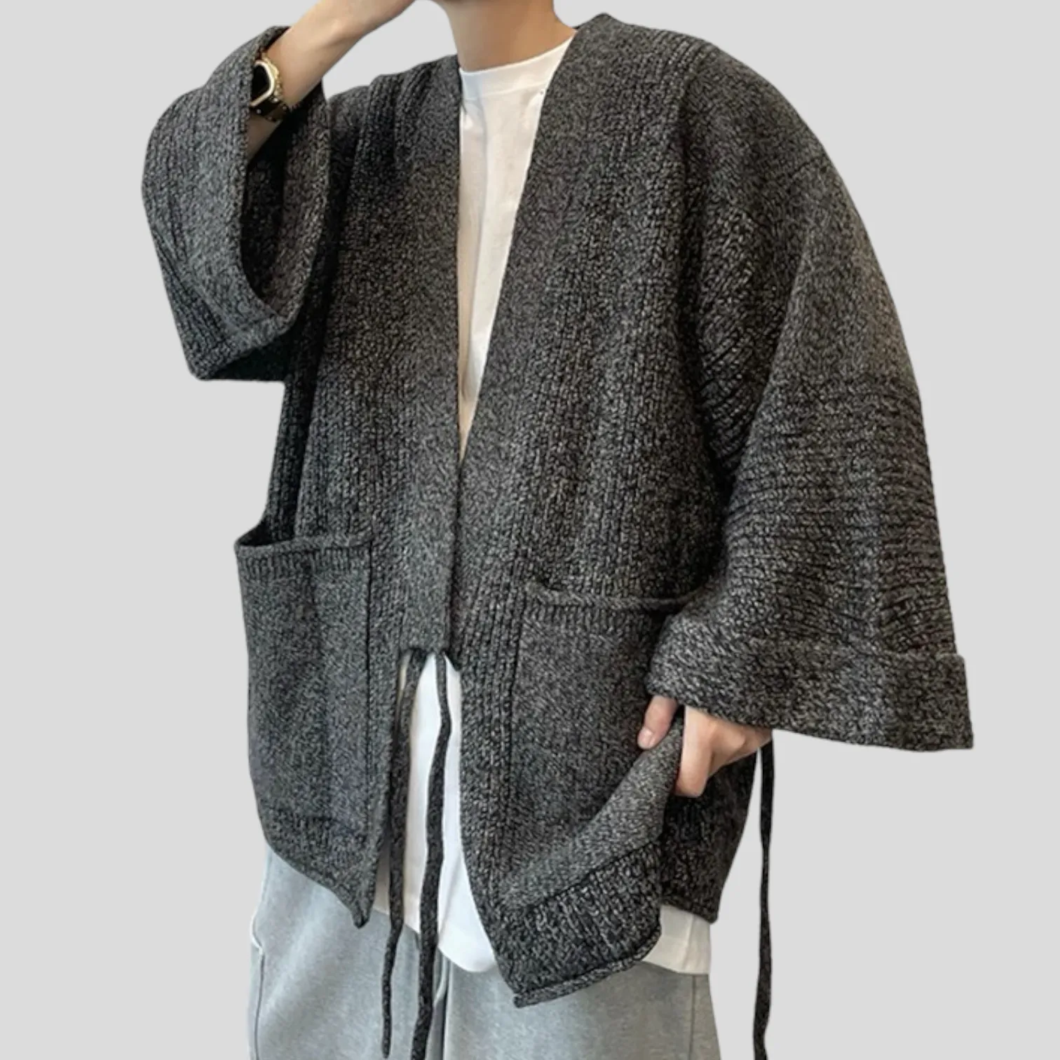 Oversized kimono ribbed cardigan sweater