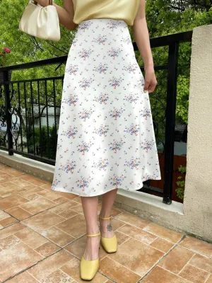 Parien Floral Silk A-line Skirt( Clearance Sale)