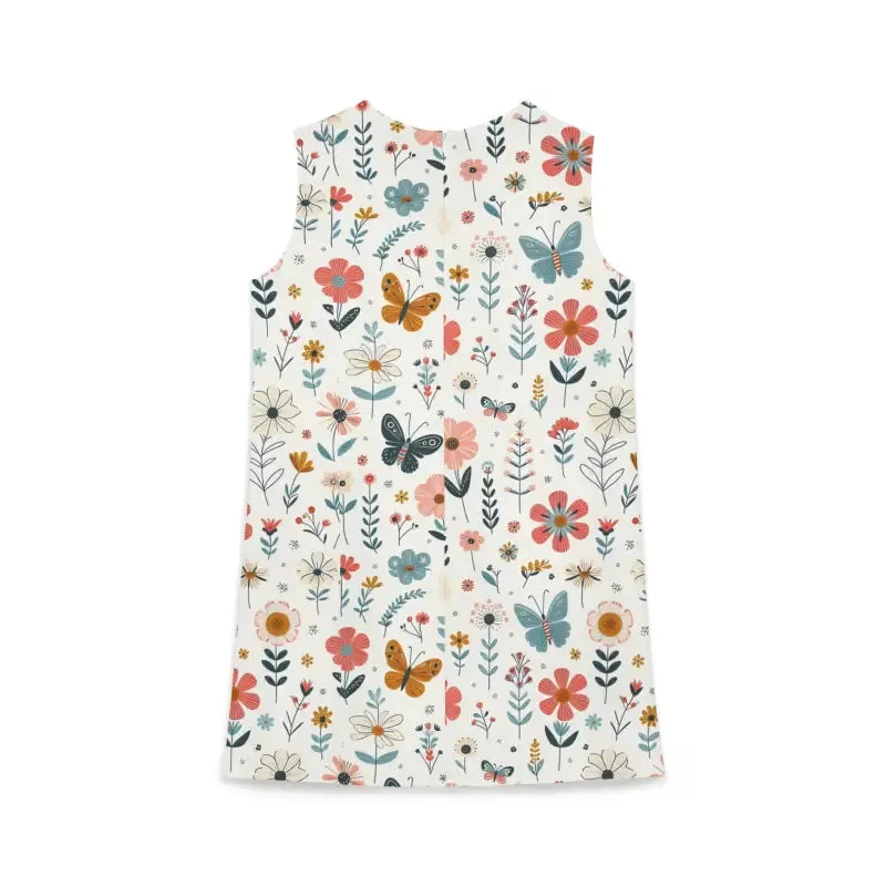 Pastel Floral Sleeveless Dress with Jewel Neckline