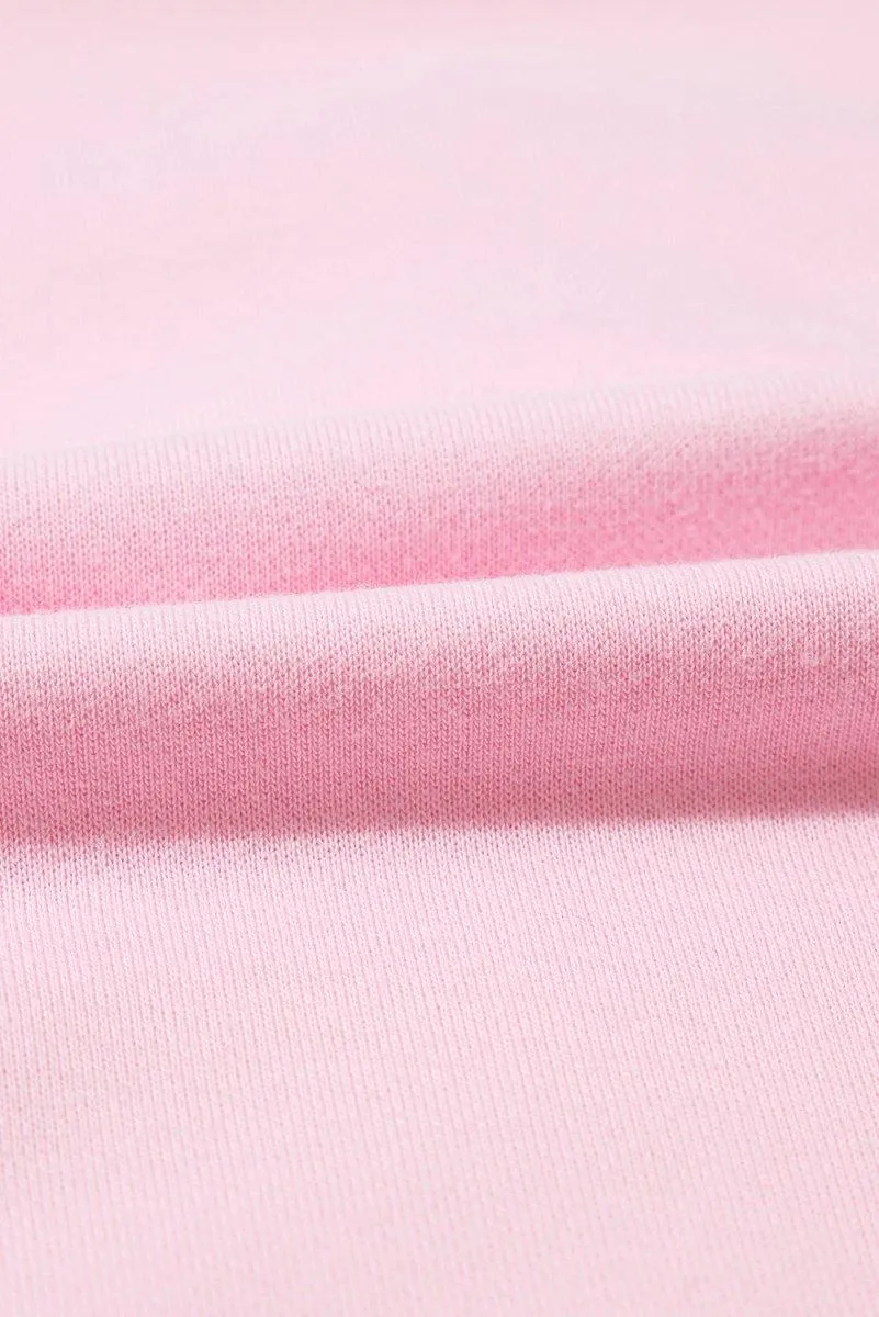 Pink Embroidered Bows Oversized Sweatshirt