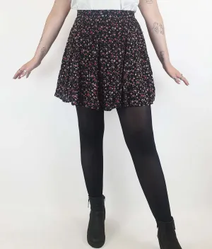 Princess Highway black floralprint  A-line mini skirt size 14, best fits 12-14