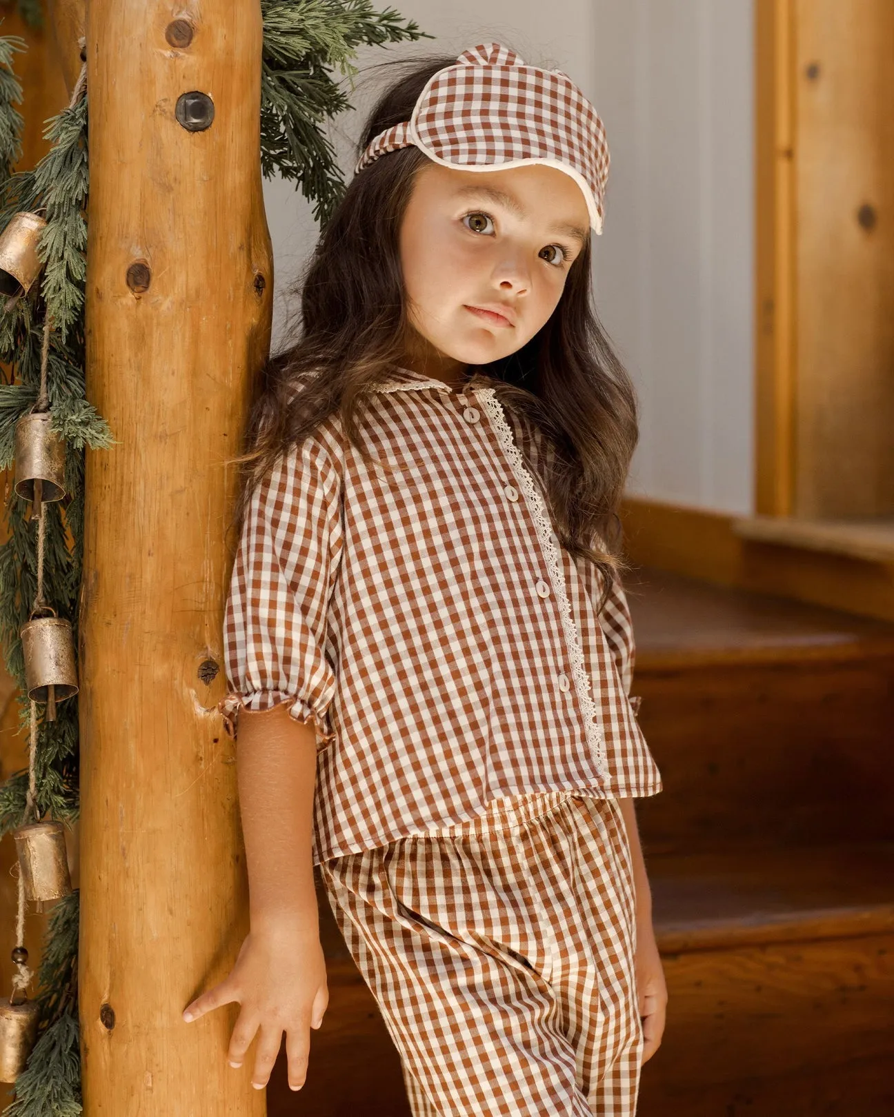 Ruffle Pajamas Brick Gingham