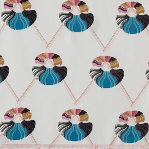 Rustic Rayon Fabric, Ivory Design- Width 140cm
