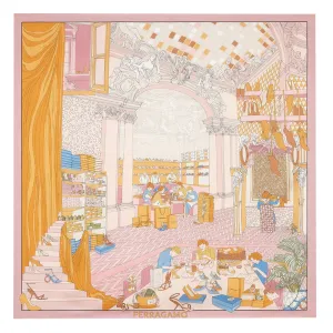 Salvatore Ferragamo Scarf Pink Atelier Design - Twill Silk Foulard SALE