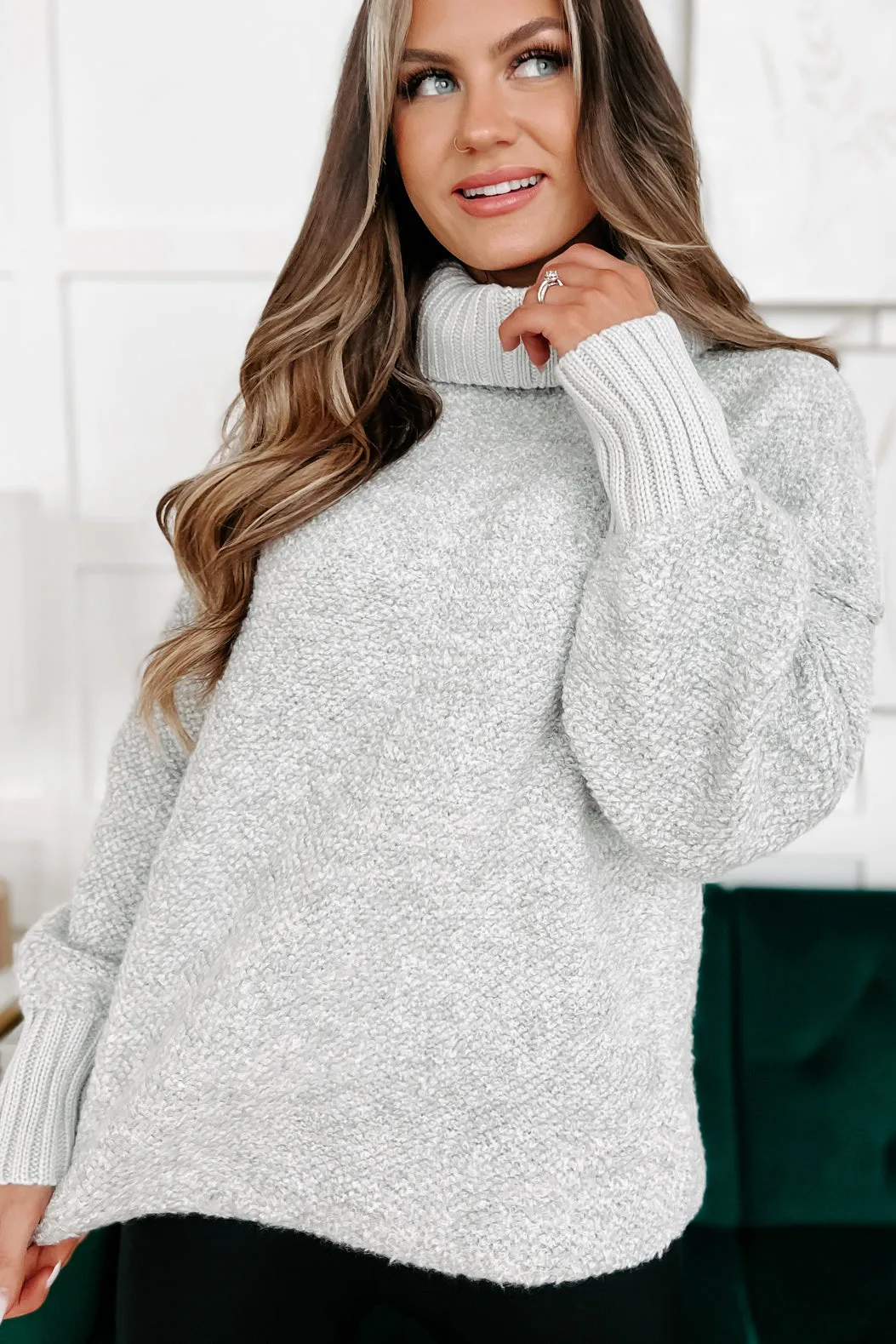 Slippery Slope Turtleneck Sweater (Heather Grey)