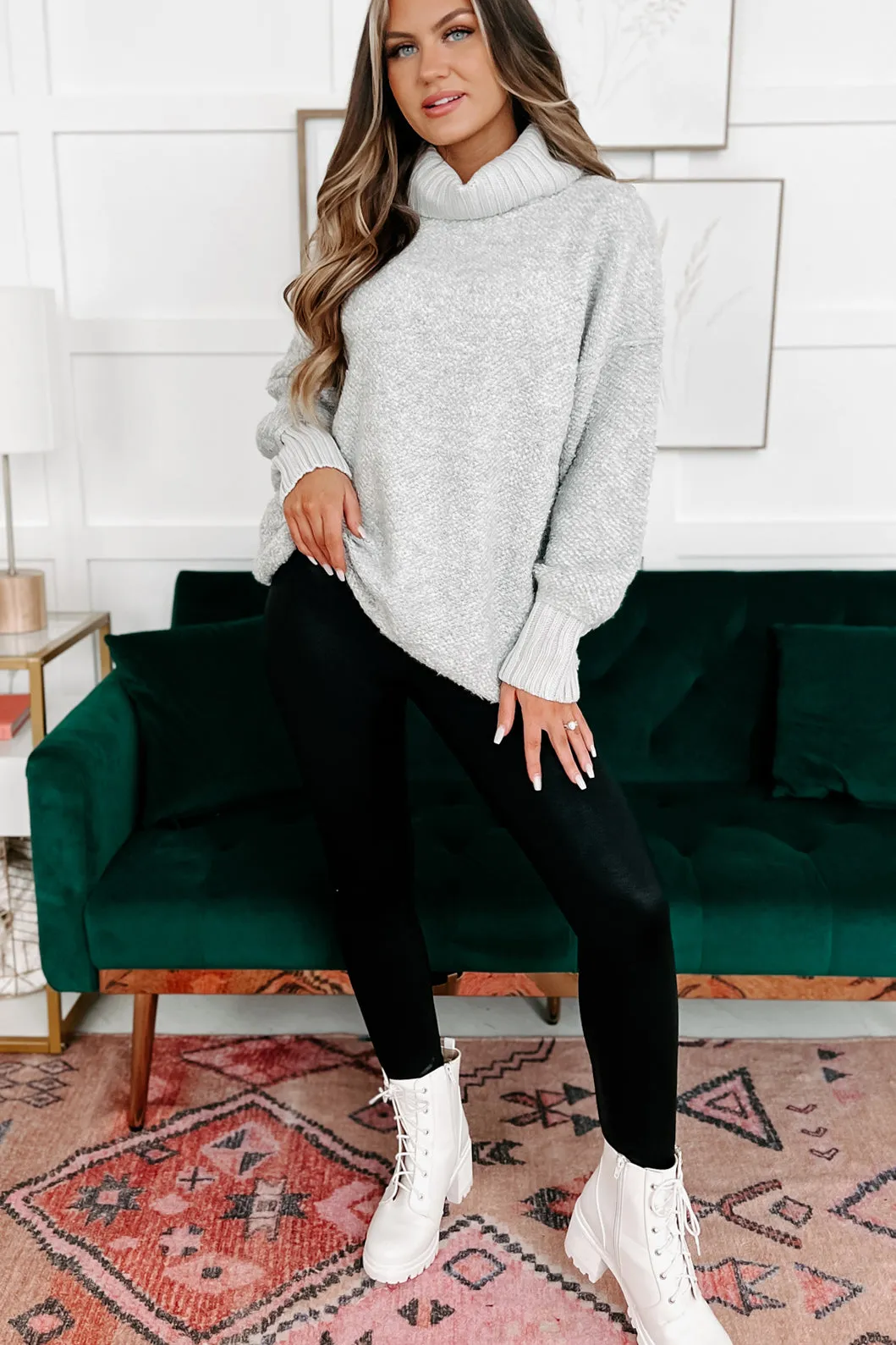 Slippery Slope Turtleneck Sweater (Heather Grey)