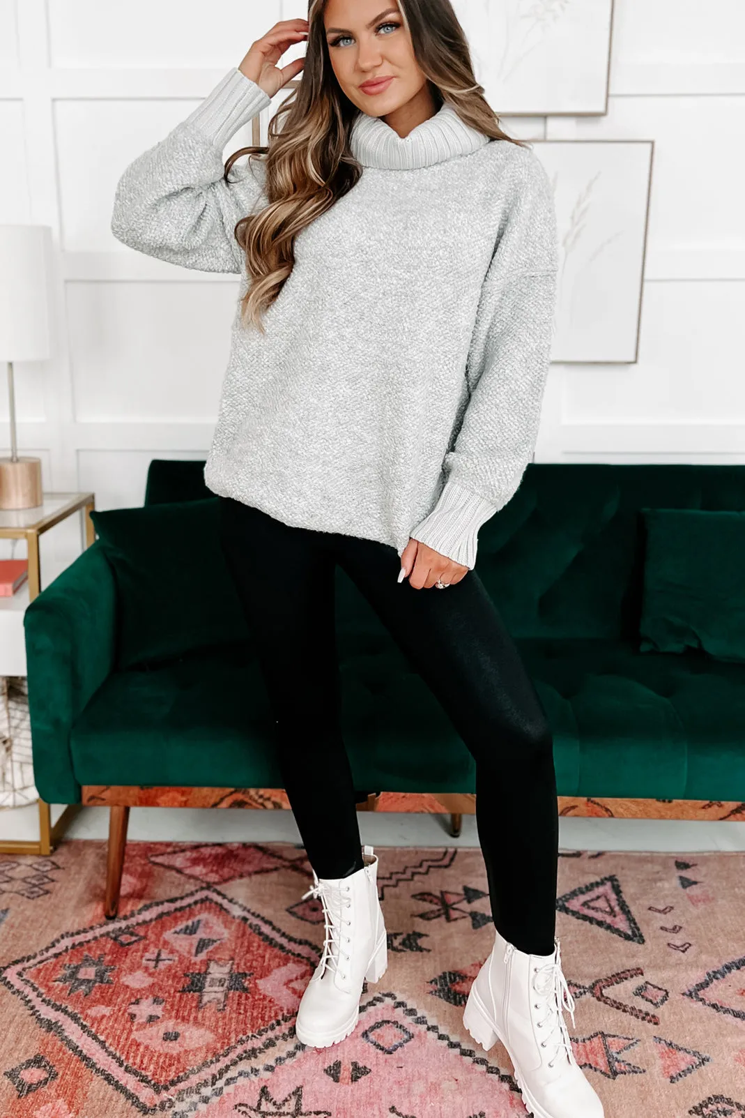Slippery Slope Turtleneck Sweater (Heather Grey)