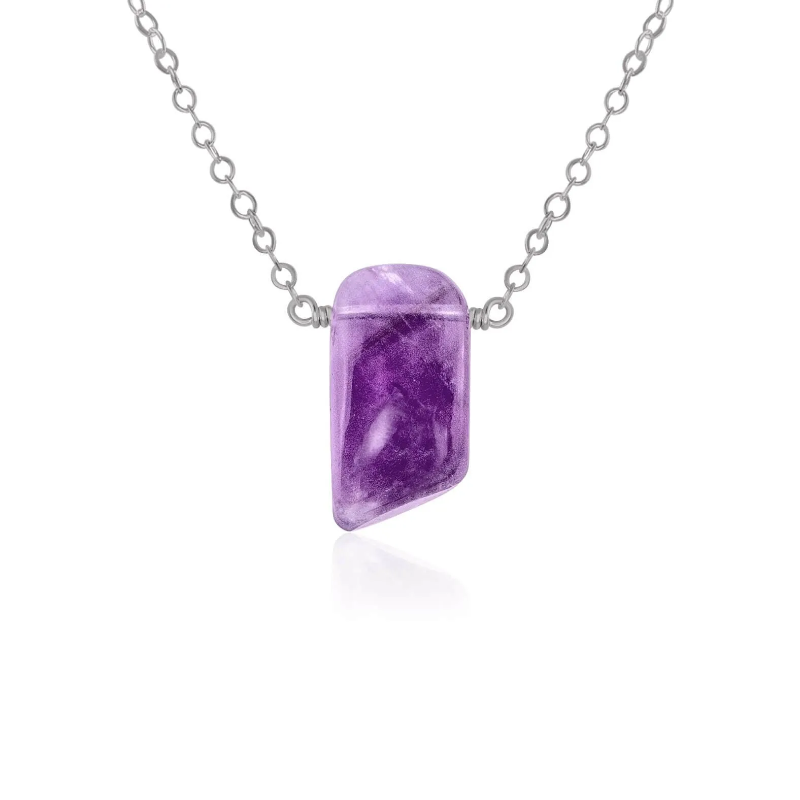 Small Smooth Purple Amethyst Crystal Slab Necklace