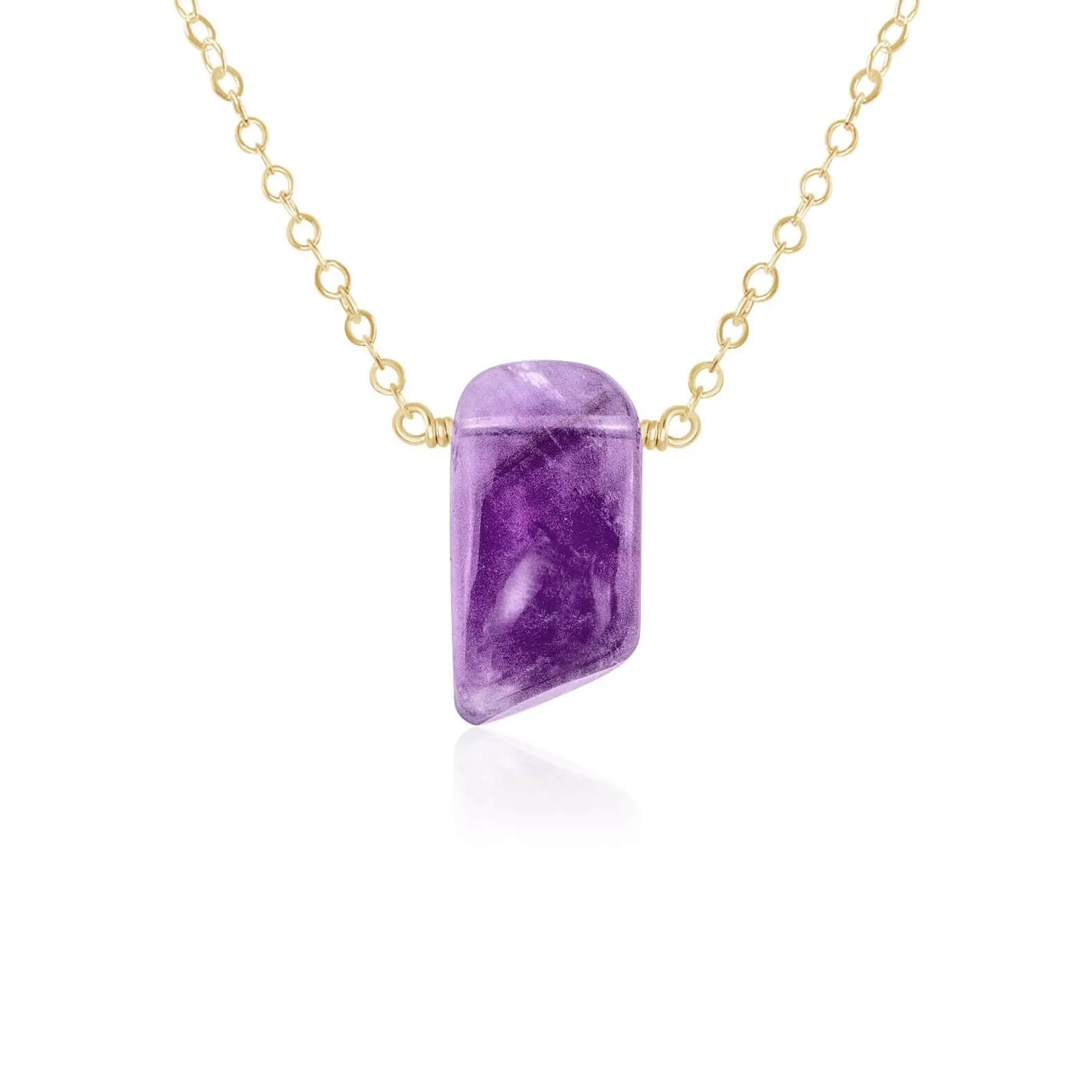 Small Smooth Purple Amethyst Crystal Slab Necklace