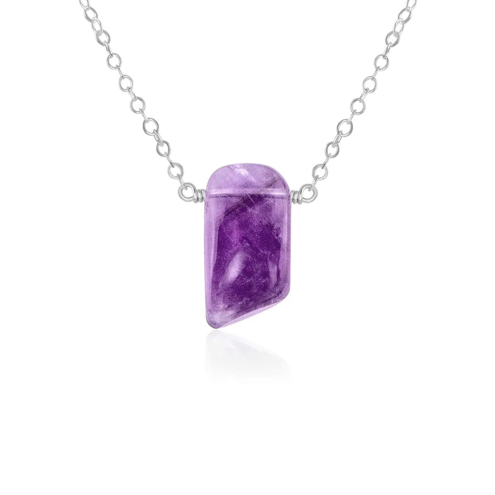 Small Smooth Purple Amethyst Crystal Slab Necklace