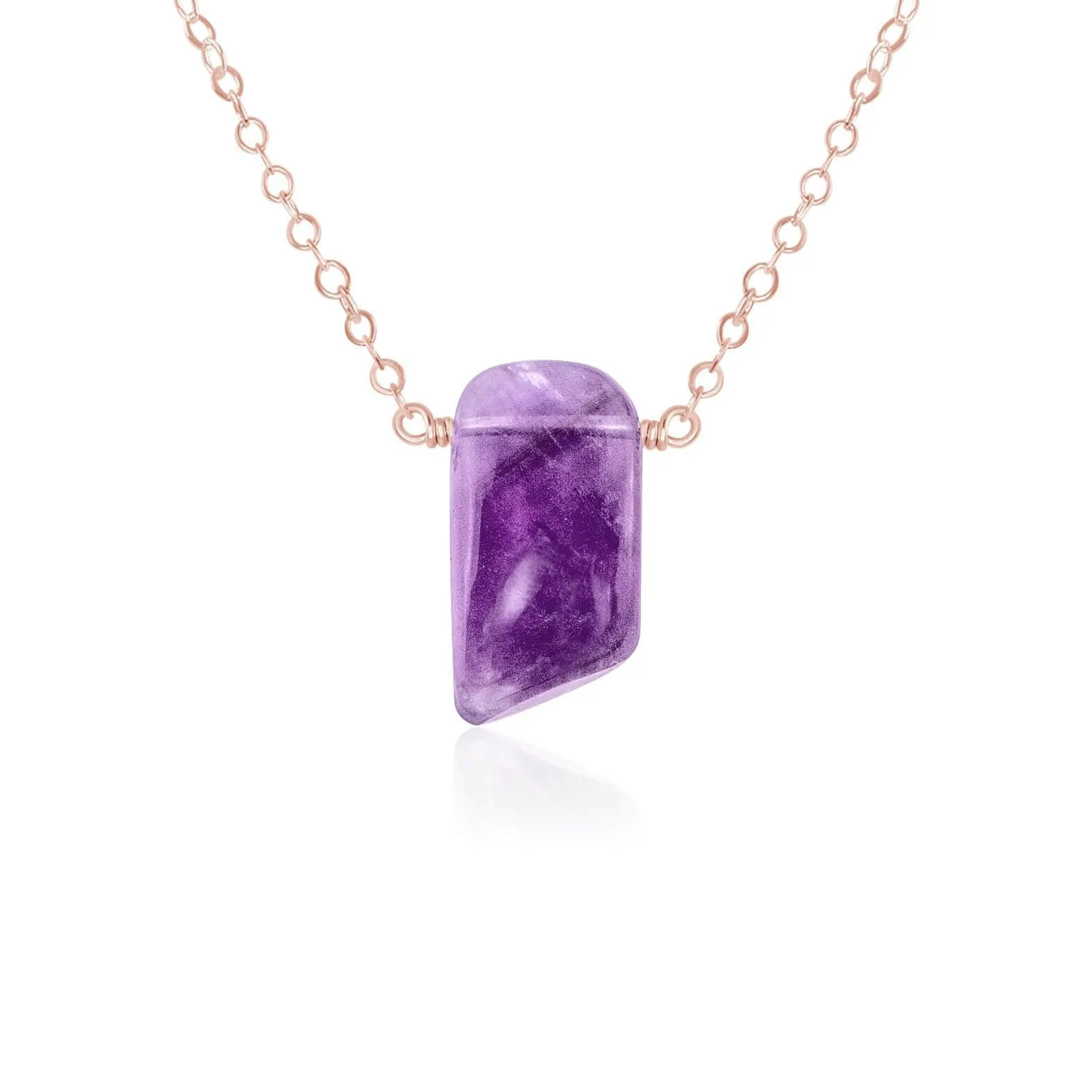 Small Smooth Purple Amethyst Crystal Slab Necklace