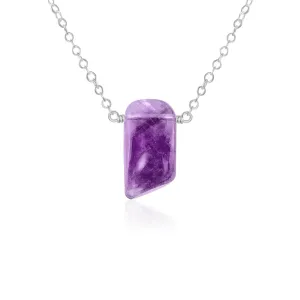Small Smooth Purple Amethyst Crystal Slab Necklace