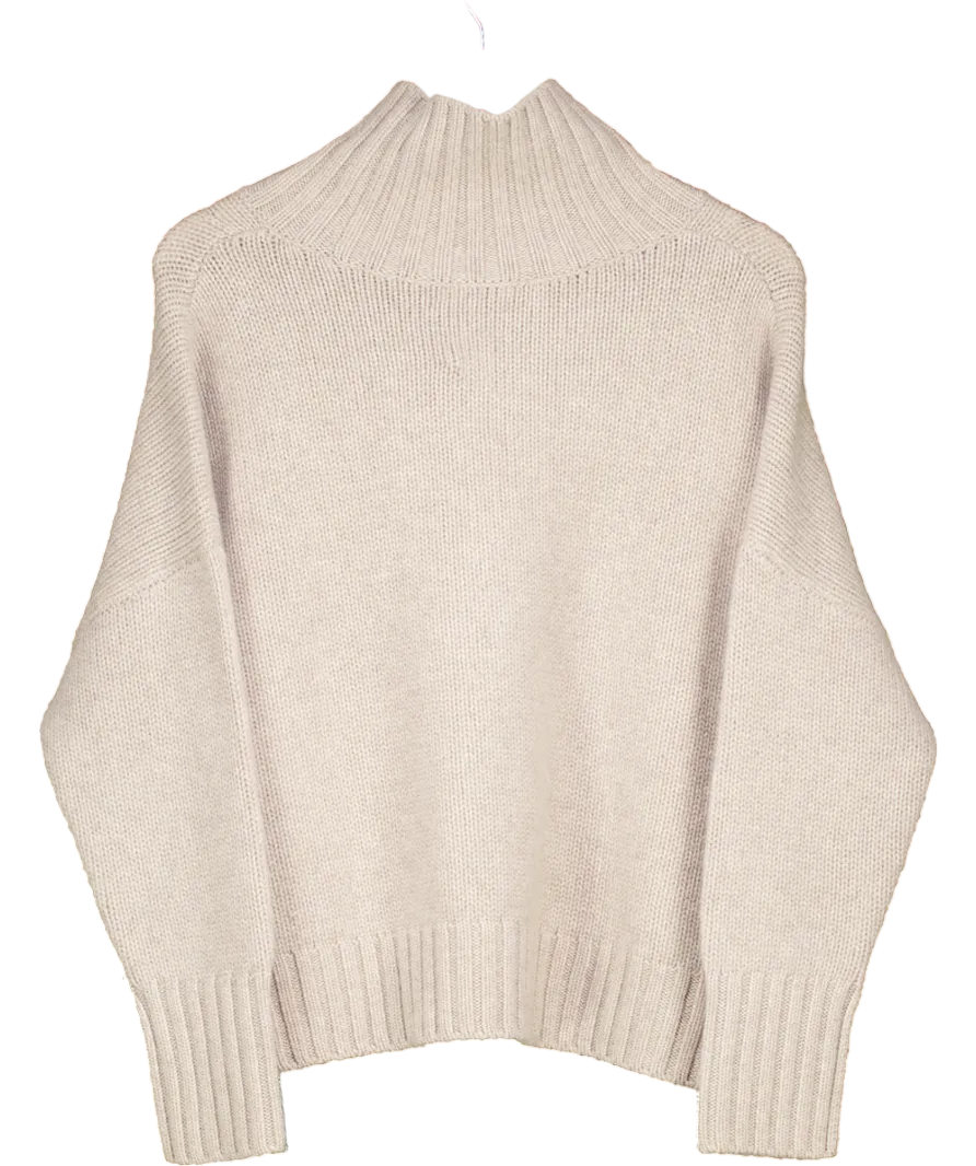 Soft Goat Beige Girlfriend Turtleneck Chunky Cashmere Turtleneck UK S