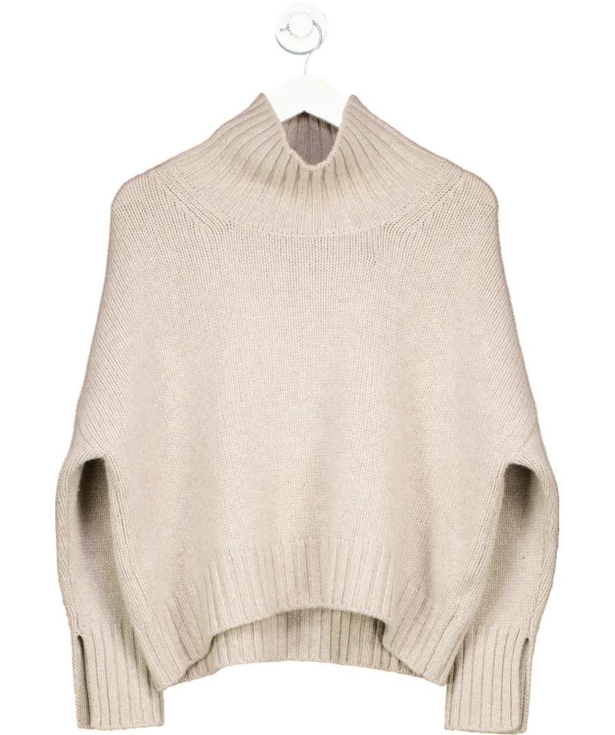 Soft Goat Beige Girlfriend Turtleneck Chunky Cashmere Turtleneck UK S