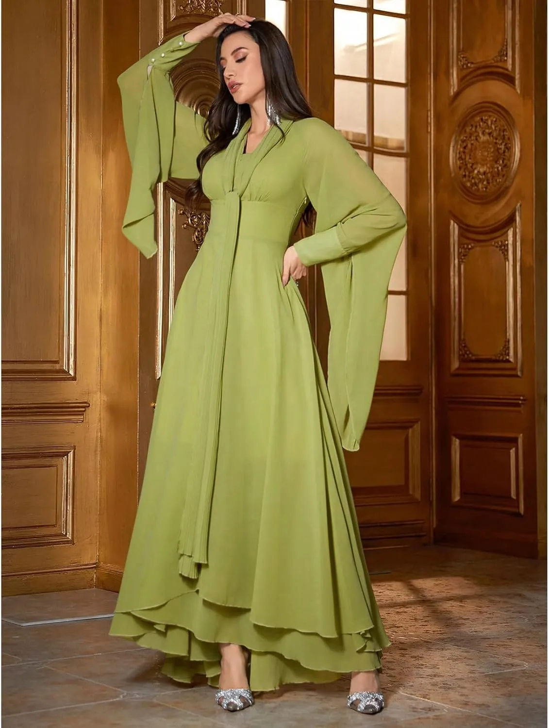 TOLEEN Summer Floral Dresses for Women Long Sleeve Casual Style Beach Swing Dresses