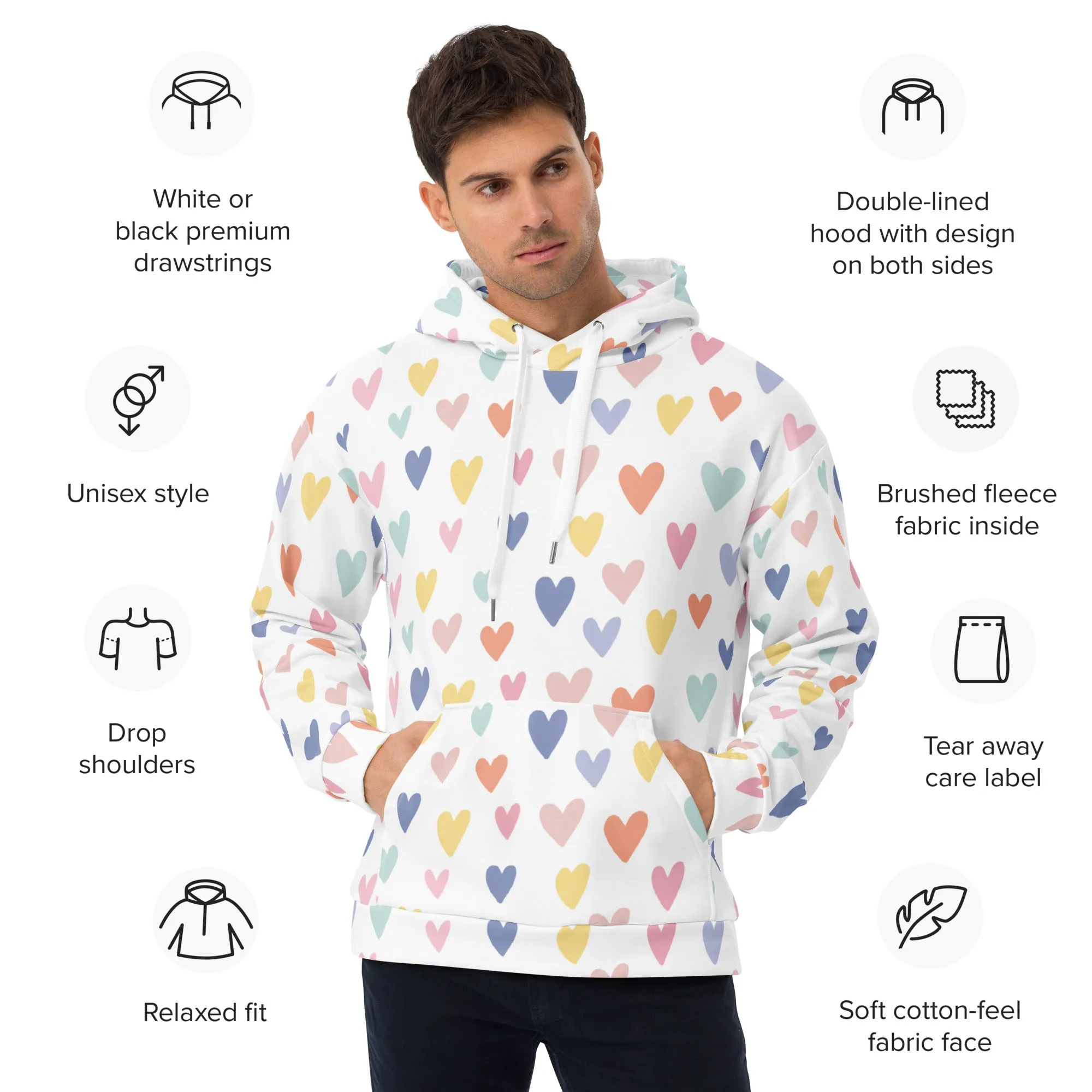 Valentines Day Hoodie - Love Hearts (Glamourange Valentine Day Gifts Hoodies - Design 0010)