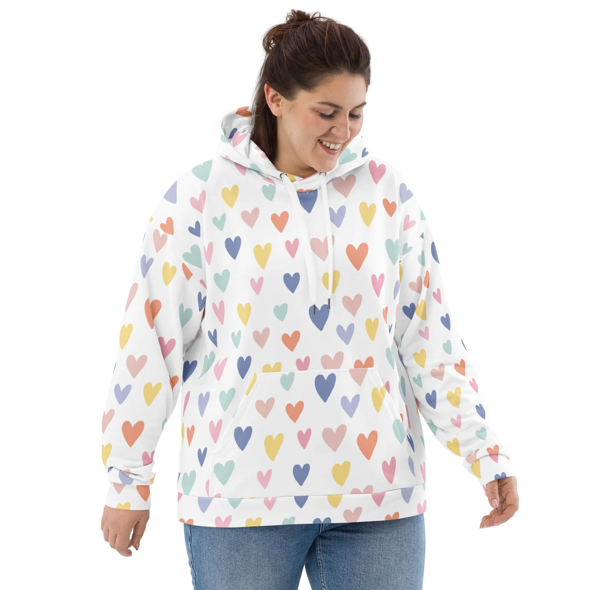 Valentines Day Hoodie - Love Hearts (Glamourange Valentine Day Gifts Hoodies - Design 0010)