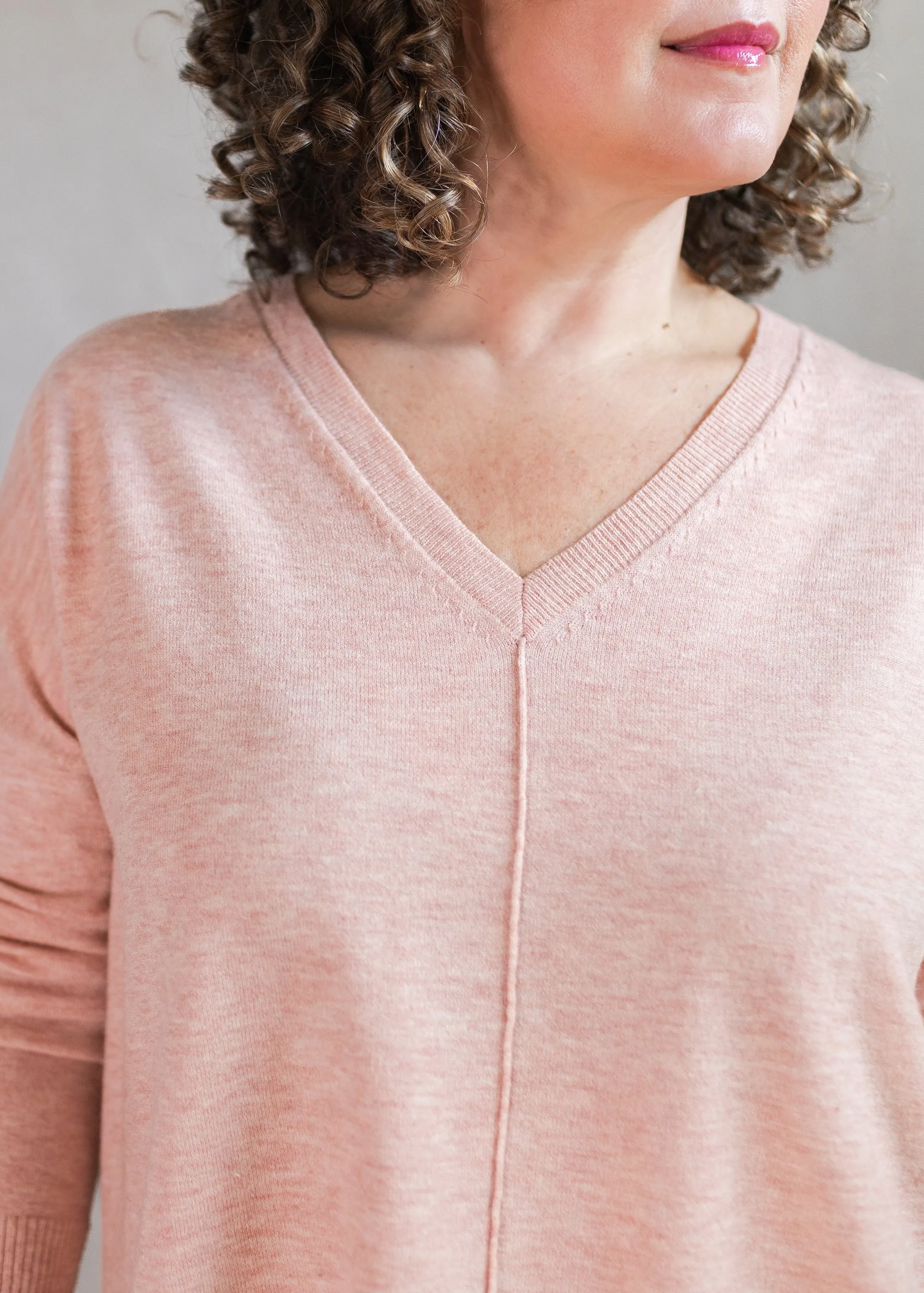 Wagner V-Neck Sweater in Pearl Pink | Kerisma