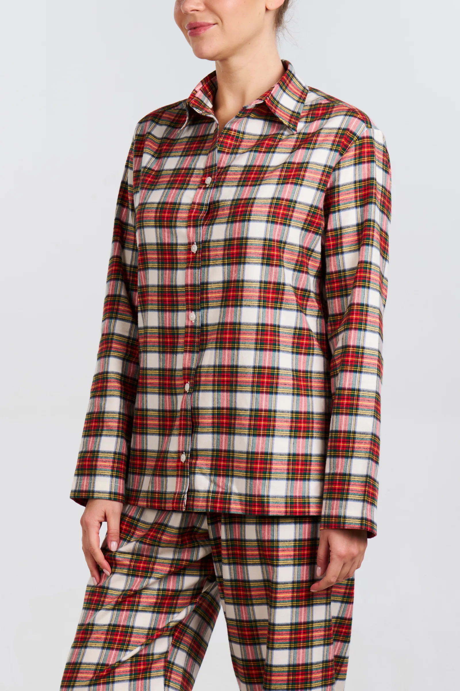 White Plaid Cotton/Bamboo Pajama Set