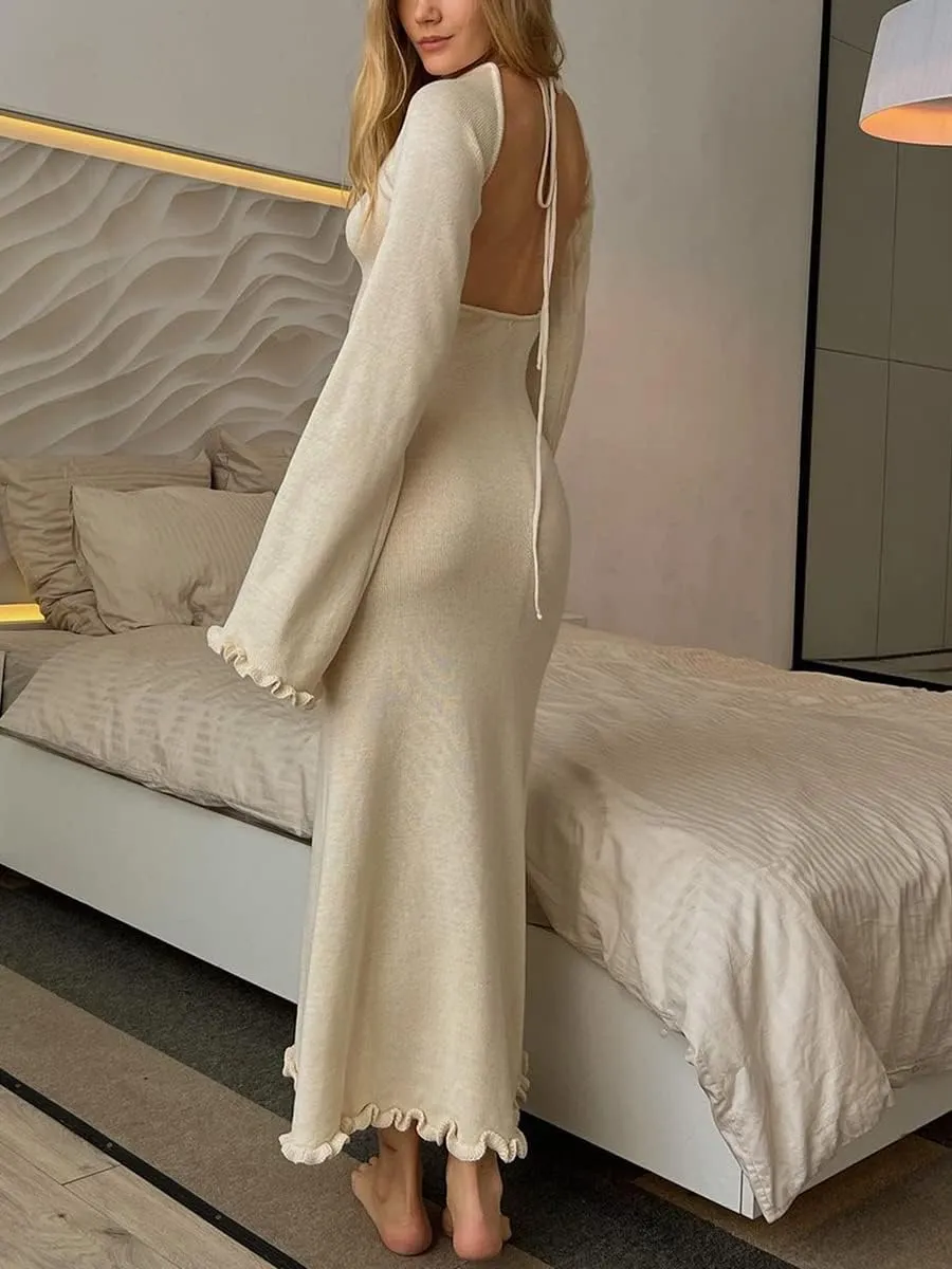 Women Ribbed Knit Long Dress Sleeveless Flower Bodycon Maxi Party Cocktail Dress Summer Beach Cover Up Club Dress