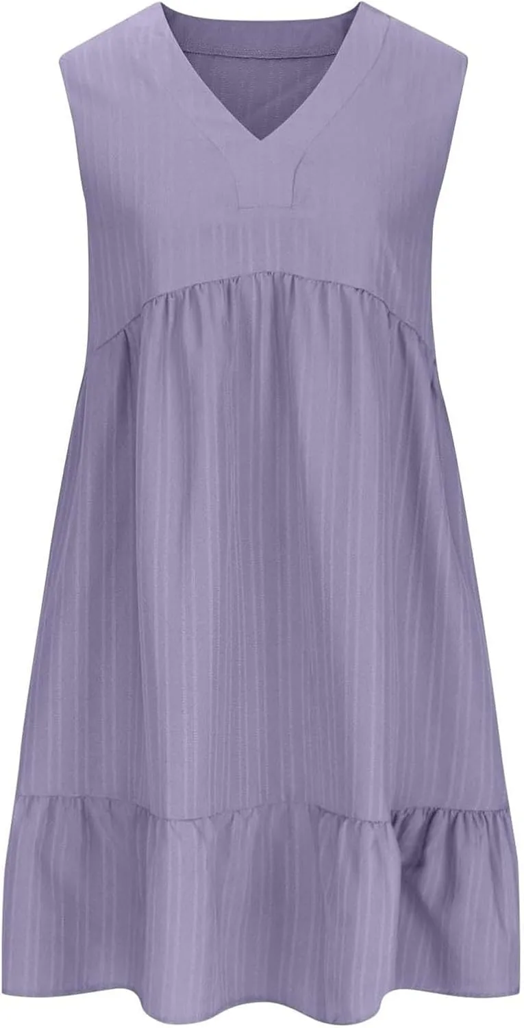 Women's Casual Dress Summer Tank Dress Sleeveless Summer Dresses for Women 2025 Elegant Classy Plus Size Dresses