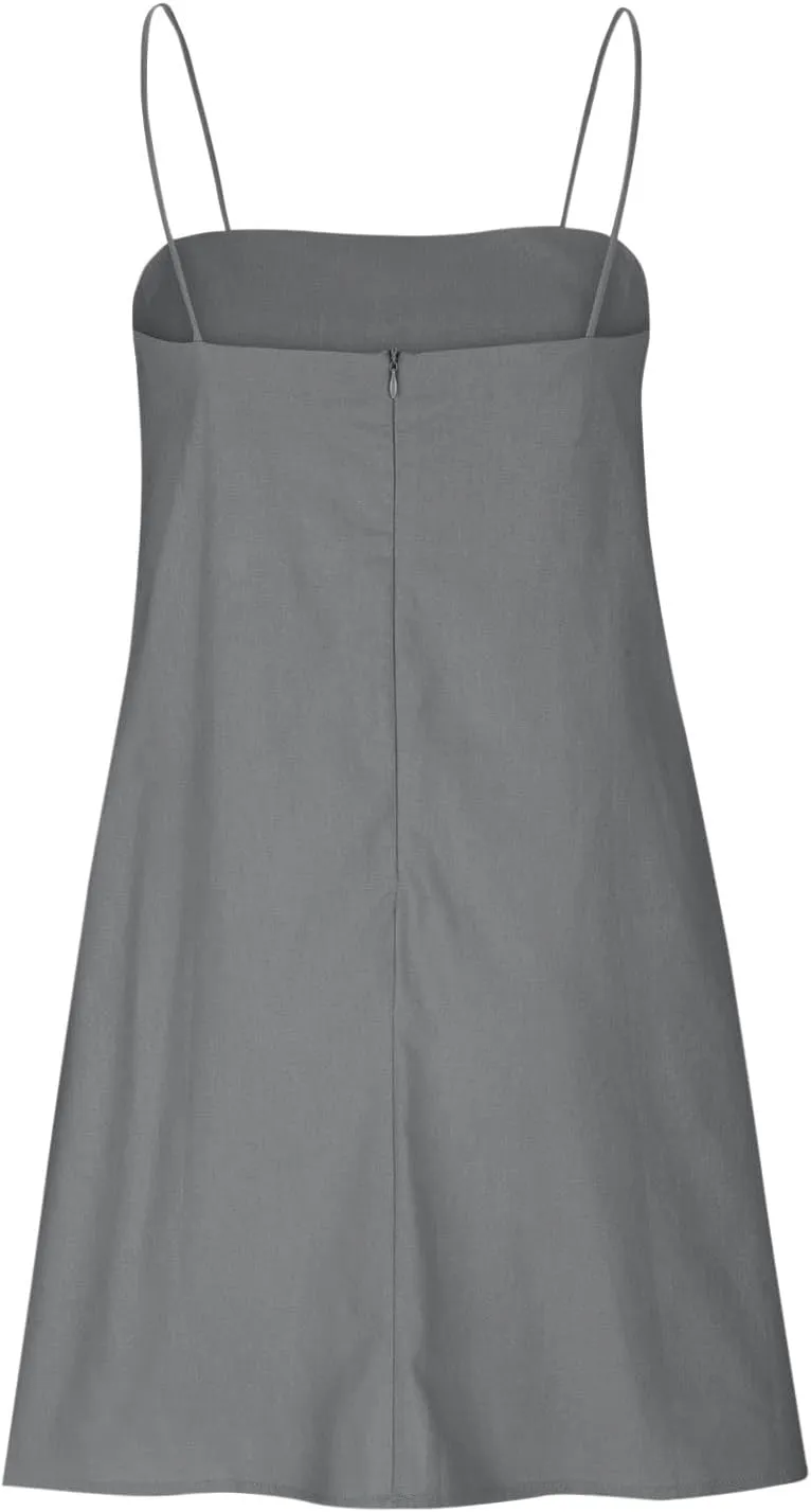 Womens Casual Summer Dresses Sexy Spaghetti Strap Slip Dress Cotton Linen Cover ups Beach Vacation Tunic Dress