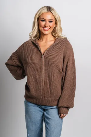 Zip oversized cardigan mocha